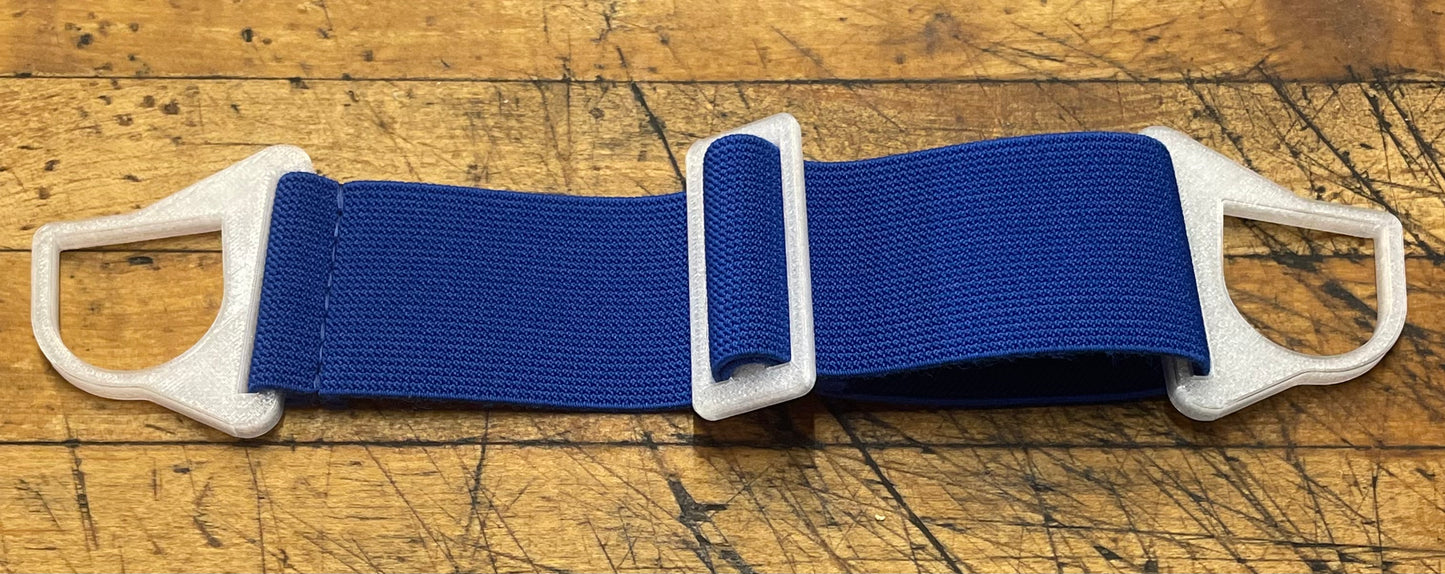 G Strap Designs - Welding Hood Replacement Strap - Blueberry Yum Colorway with Blue Strap Frost Hardware