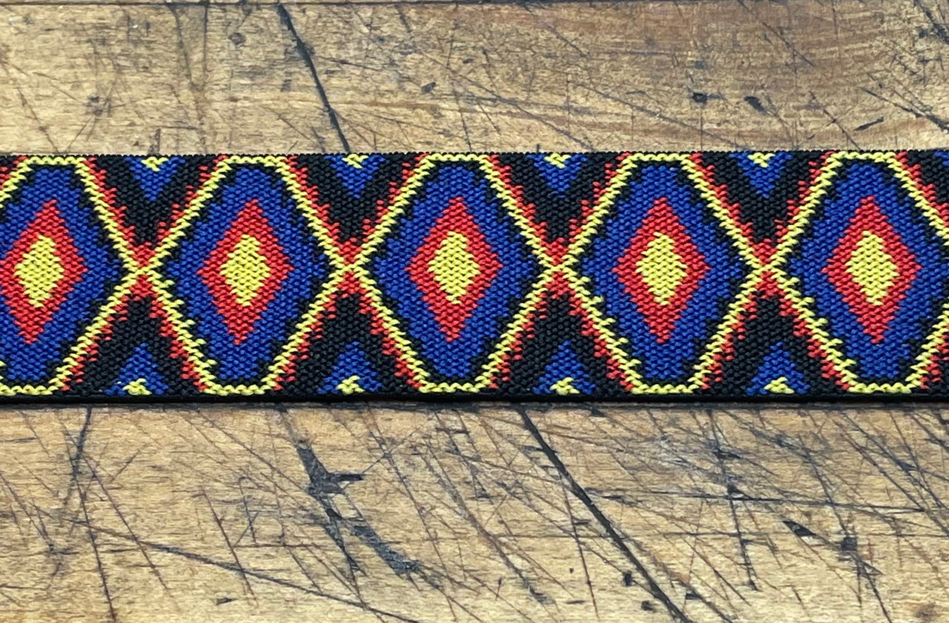 G Strap Designs - Welding Hood Replacement Strap Color Red, Blue and Yellow Diamond