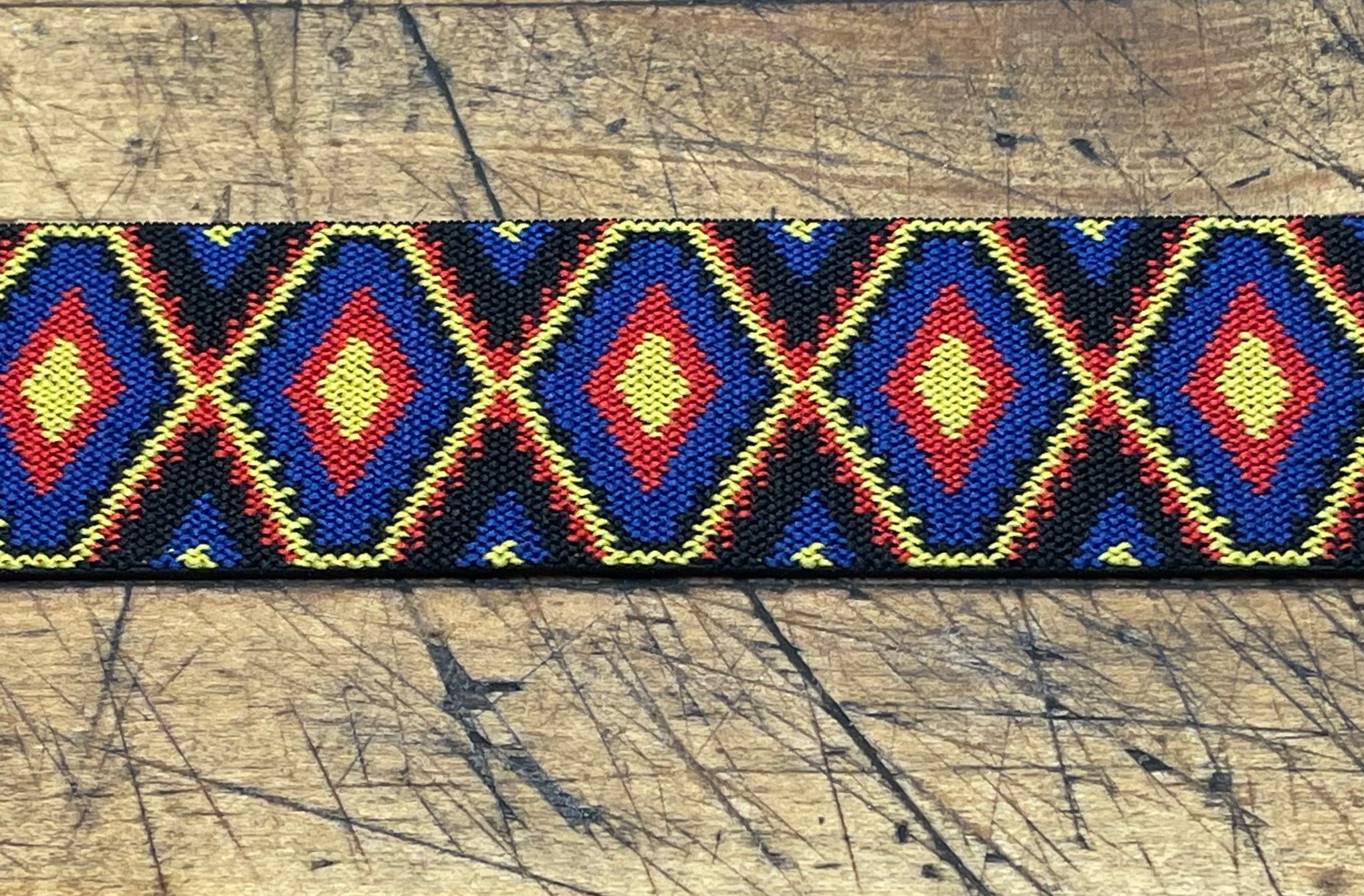 G Strap Designs - Welding Hood Replacement Strap Color Red, Blue and Yellow Diamond