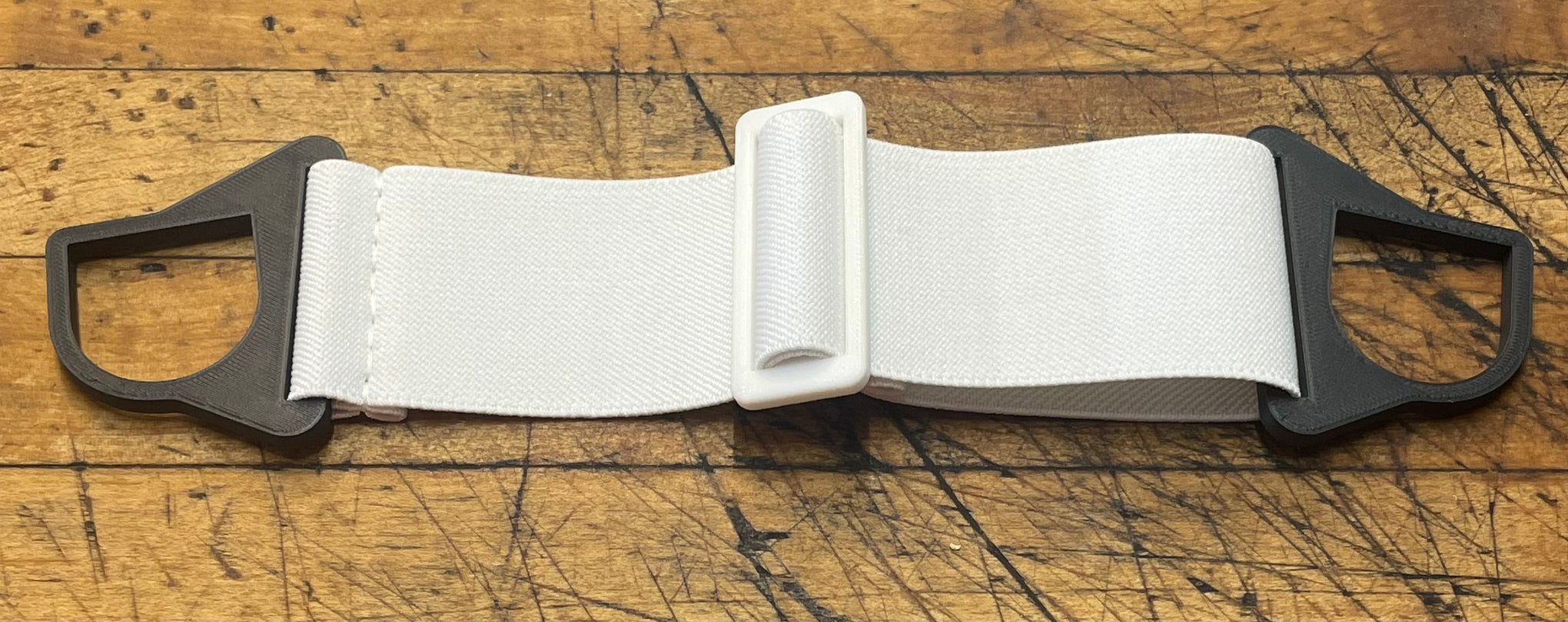 G Strap Designs - Welding Hood Replacement Strap - Oreo Colorway with White Strap Matte Black and White Hardware 