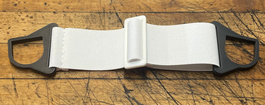 G Strap Designs - Welding Hood Replacement Strap - Oreo Colorway with White Strap Matte Black and White Hardware