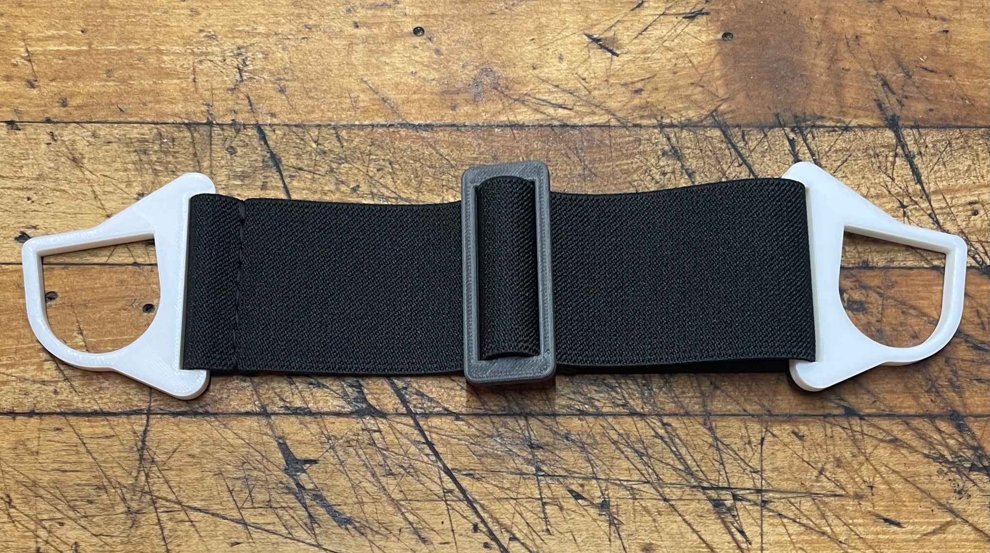 G Strap Designs - Welding Hood Replacement Strap - Reverse Oreo Colorway - Black Strap with Matte Black Adjuster and White Hardware 