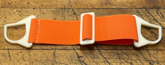 G Strap Designs - Welding Hood Replacement Strap - Creamsickle Colorway with Orange Strap Off White Hardware
