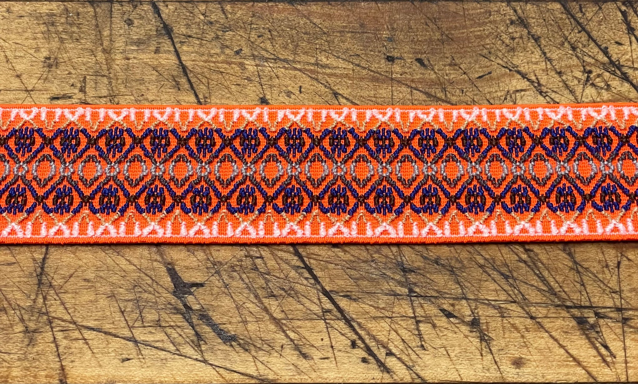 G Strap Designs - Welding Hood Replacement Strap Color Orange and Blue Pattern