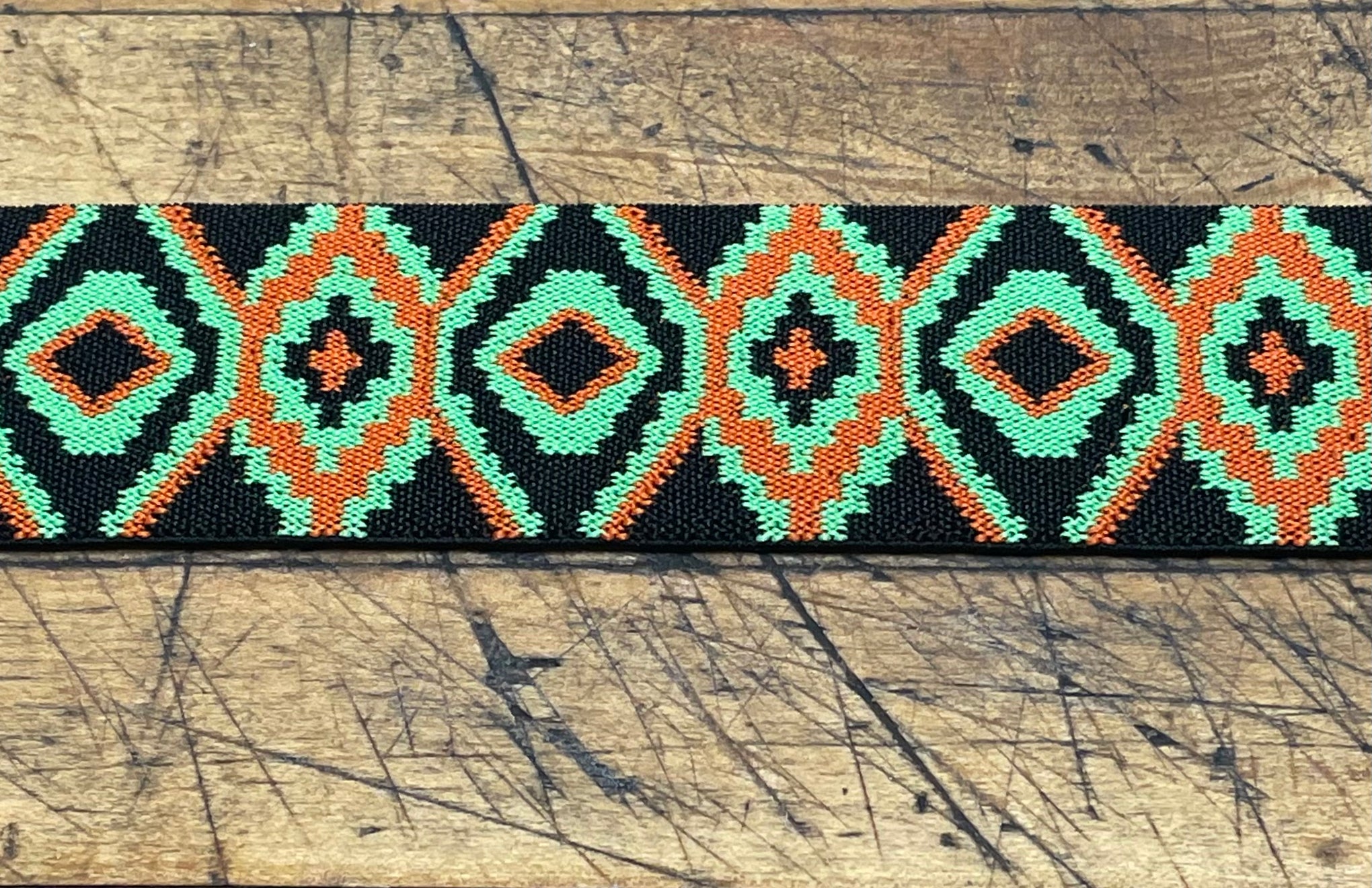 G Strap Designs - Welding Hood Replacement Strap Color Green and Orange Diamond